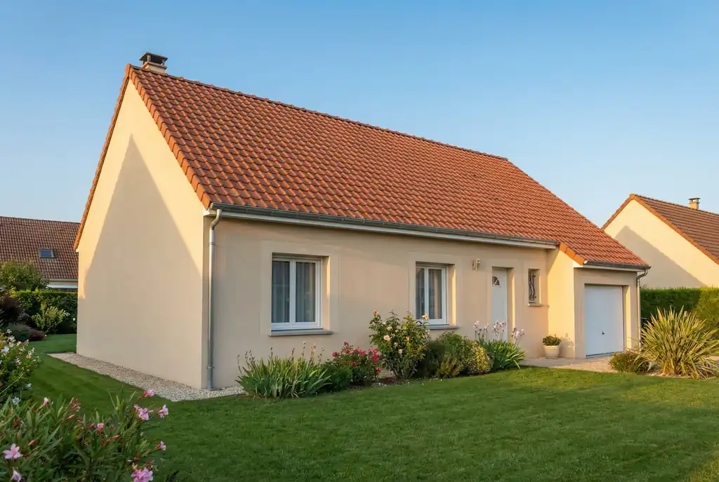 Pavillon dont la toiture en tuiles vient d’être entièrement refaite